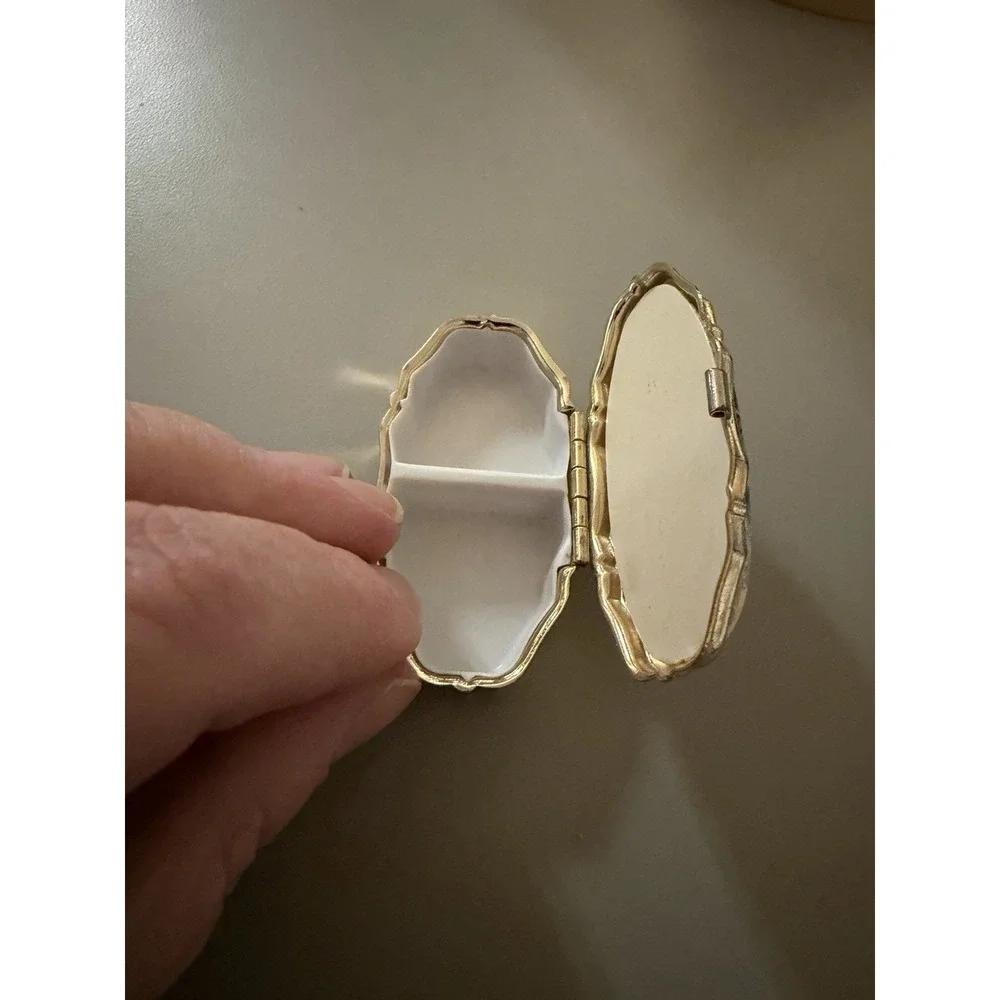 Vintage Porcelain and Metal Pill Box made in Japan